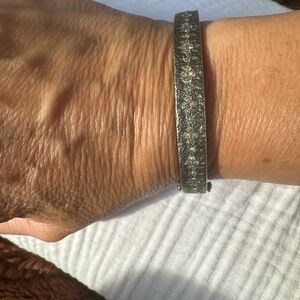 Textured Sterling Silver natural diamond encrusted Bracelet